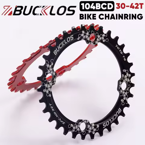 BUCKLOS 104BCD Bicycle Chainring 30T-42T Round Oval Bicycle Chainwheel Aluminum Narrow Wide Chainrin