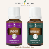 Young Living LAVENDER + PEPPERMINT COMBO PROMO Essential Oil - Young Living Flagship -  100% Pure Es
