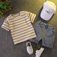 Baby Boy Clothes 0-6Year Old Summer Striped T-shirt Two Piece Set