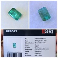 Natural Emerald Jamrud 1.70crt Warna Muzo Vivid Green Memo GRI Lab