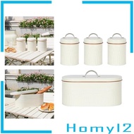 [HOMYL2] 4Pcs Canisters for Counter Rustic Bread Bin for Tea Flour