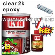 5L KTH EPOXY PAINT 903 2K PU CLEAR 4+1 PROTECTIVE COATING CLEAR EPOXY FINISH ( FREE 7" ROLLER SET)