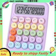 Mechanical Pushbutton Calculator, 12 Digit LCD Display, Big Buttons Easy to Press, Colorful Candy Ca