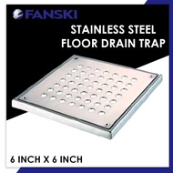 6" X 6" STAINLESS STEEL GRATING WITH FILTER FLOOR DRAIN TRAP