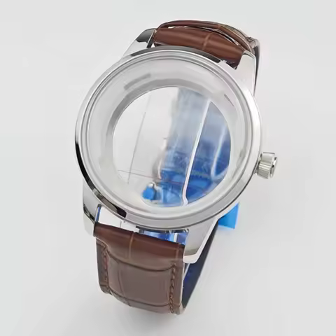 39.5mm NH35 Case + Leather Strap Fit 35mm Dial for NH34/NH35/NH36/4R35A/4R36A Movement Watch Case Wi