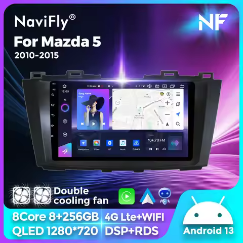 Navifly 9" 2K QLED Carplay Android Auto Radio For Mazda 5 CW 2010 2011-2015 Video Player GPS Intelli