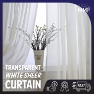 [Solid White Transparent] DAY Sheer Curtain, Sheer jarang Murah sheer putih FREE (Hook &amp; Ring) Rod Pocket Type, Window Curtain, Sliding Door, Room Door [Ready Stock]