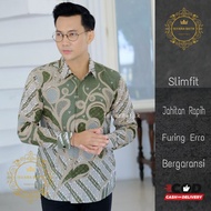 HIJAU KEMEJA Sage green long-sleeved men's batik shirt, latest sage color men's batik shirt, short-s