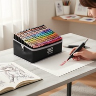 Professional 262-Color Watercolor Art Markers, Double-Ended Design for Drawing & Illustration