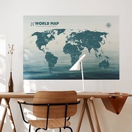 【輕鬆壁貼】世界地圖/平靜水面 - 無痕/居家裝飾