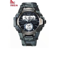 Original D-Ziner 8253 Men's Watches Doube Time Loreng Rubber Strap 5rF8