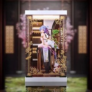 [AOWOBOX] GSC 角川 Re:從零開始的異世界生活 雷姆 愛蜜莉雅 優雅美人 ver 手辦高透主題展示盒 展示箱 display box 亞加力 模型盒 亞加力展示盒 燈