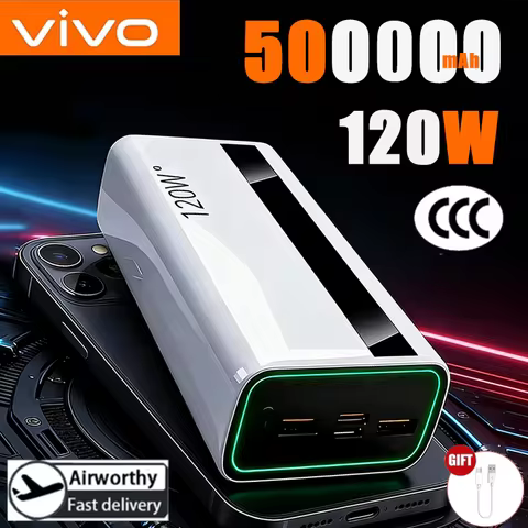 ViVO 500000mAh 120W Power Bank For Xiaomi Large Capacity Super Fast Charge External Battery Portable