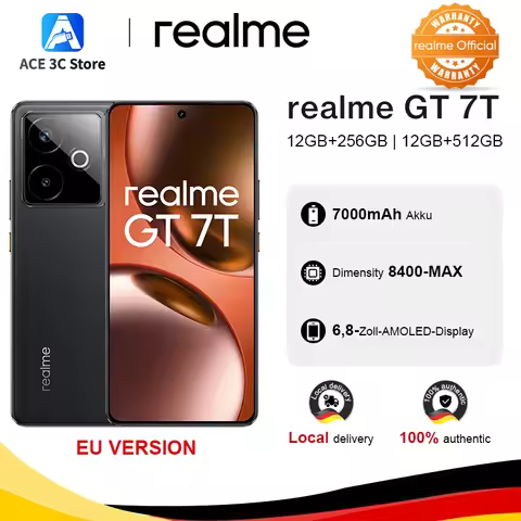 European Version realme GT 7T 5G AI Smartphone MTK Dimensity 8400 Max 6.8" AMOLED Display 7000mAh Ba