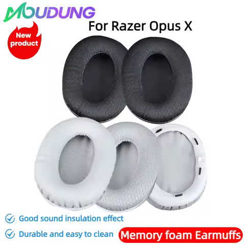MOUDUNG Soft memory foam Protein Leather /Mesh Ear Pads Compatible For Razer Opus X Headset Earmuffs