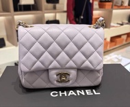 Chanel flap square 羊皮金扣方胖子鏈條包 香芋紫色 22年芯片