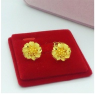 Women 916 GOLD PLAIN HOOP EARRINGS / 916 GOLD SMOOTH ROUND EARRINGS