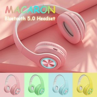 Macaron LED Colorful Light Bluetooth Headphone HiFi Stereo Wireless Headset with Microphone Earpiece