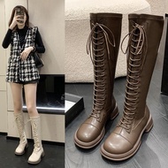 2022Autumn New Tall Knight Boots British Slimming below the Knee Boots Small Dr. Martens Boots Women