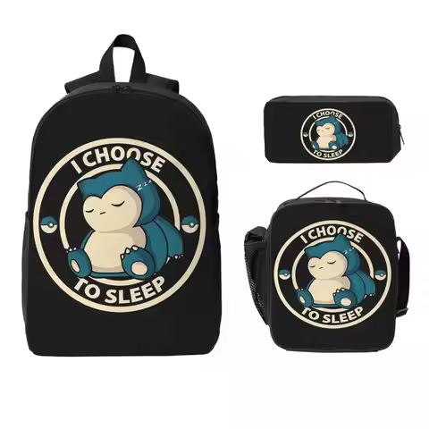 Snorlax Pocket Monster Cartoon Backpack Student Boys Girls BookBag School Bag Shoulder Bags 3ps Insu