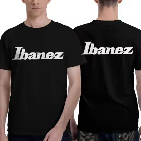 Ibanez Guitars Men T-Shirt Double Sided Plus Size T Shirts Men's O-Neck Cotton Tees Short Summer Mal
