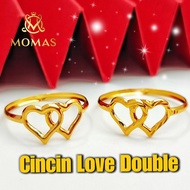 Cincin Love Double Emas 916 Original Cincin Emas 916 Bajet Cincin Emas 916 Original Tulen Cincin 916