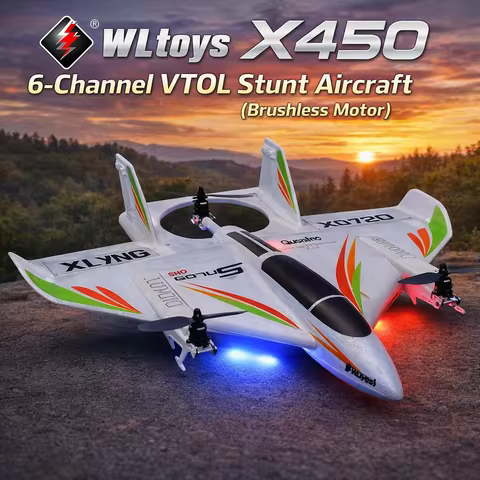 WLtoys X450 6CH Fixed Wing RC Airplane Brushless VTOL Stunt Aircraft EPP Foam Plane | Christmas Gift
