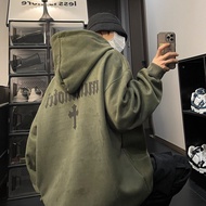 2024 Heavy Large Size Suede Sweatshirt Boys Hooded Jacket Trendy American High Street Couple Style b