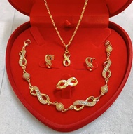 18k Bangkok gold 4in1 Earrings Necklace Bracelet Ring Adjustable Size
