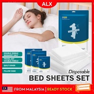 ALX Disposable Bed Sheets Set Travel One Time Use Bedsheet Hotel Hotel Bedsheets Sarung Bantal 一次性床单