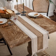 180cm Long Table Runner with Tassel Thicken Table Decor Table Runner for Coffee Table 8 Seats Japane