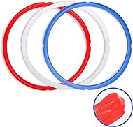 Silicone Sealing Rings for Instant Pot Accessories, Fits 5 or 6 Quart Models, Red, Blue and Common Transparent White, Sweet and Savory Edition, 3 Pack BPA-Free Food-grade Silicone Gaskets for Instpot