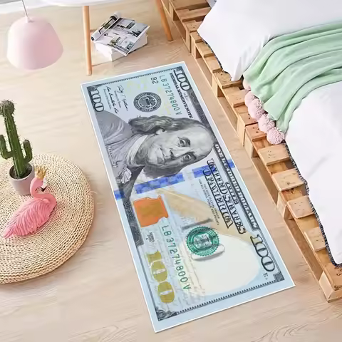 Hundred Dollar Bills Runner Rug 1.64x3.94,100 Bill USA Money Throw Accent Area Rug Large Floor Carpe