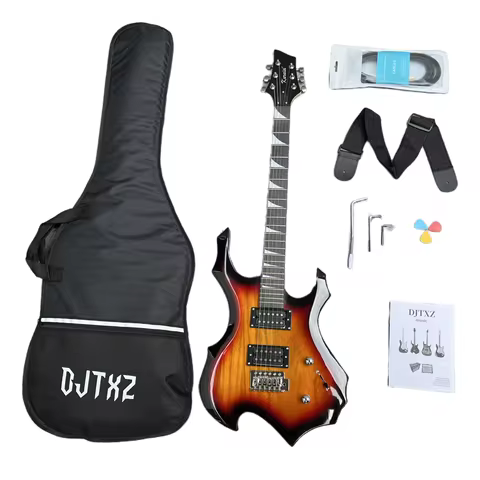 Sunset Flame Electric Guitar Alien Guitar Beginner's Beginner's Guide Practice with Ao