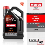 MOTUL 8100 Power 0W20 5L Minyak Enjin Berprestasi 100% Sintetik ESTER SP