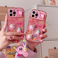 Suitable for IPhone 11 12 Pro Max X XR XS Max SE 7 Plus 8 Plus IPhone 13 Pro Max IPhone 14 15 Pro Max Phone Case Pink Colour Kirby Cute Character Accessories Nice Day No Bracelet