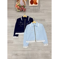 Lace sequin jeans jacket