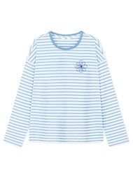 AIIZ (เอ ทู แซด) - เสื้อยืดผู้หญิงแขนยาวลายทาง ปักลายกราฟิก Womens Striped Long Sleeve T-Shirts