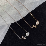 Pendant Light Luxury Pure 999 Non-Fade Clavicle Send Girlfriend Girlfriend Tulip Rose Gold Necklace 