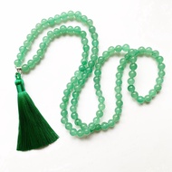 6 8mm Green Aventurine Stone Bracelet Buddhist Mala Prayer Beads 108 Buddhism Necklace Knot Bracelet Tassel Long Jewelry Handmade