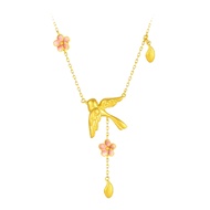 CTS ซีรีย์สิบสองเทพแห่งดอกไม้24K 999ทองแท้นกกางเขนเคลือบและสร้อยข้อมือจี้สร้อยคอดอกเหมยวันโดยประมาณ