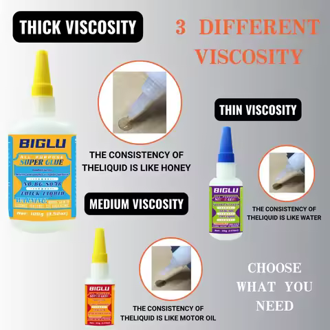 BIGLU General Purpose Premium CA Adhesive Thin Medium Thick Liquid Super Glue Quick-Bonding for PVC 
