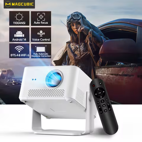 Magcubic HY450MAX 1100ANSI Android 14 Portable Outdoor Projector 1080P Auto Focus 8K Support WIFI6 B