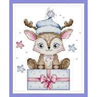 Joy Sunday Stamped Cross Stitch Ktis DMC Threads Chinese Cross Stitch Set DIY Needlework Embroidery Kit-Christmas Deer