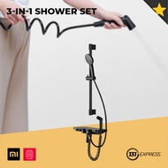 Diiib Shower Set Compression Black Diamond Series [ 2 Models Shelf 2 meter Bidet Sprayer Descaling Rainfall Shower Head Large Storage 3 Spray Modes Easy Operate Adjustable Height Flexible Hose 304 Stainless Steel Durable Anti-Corrosion ]