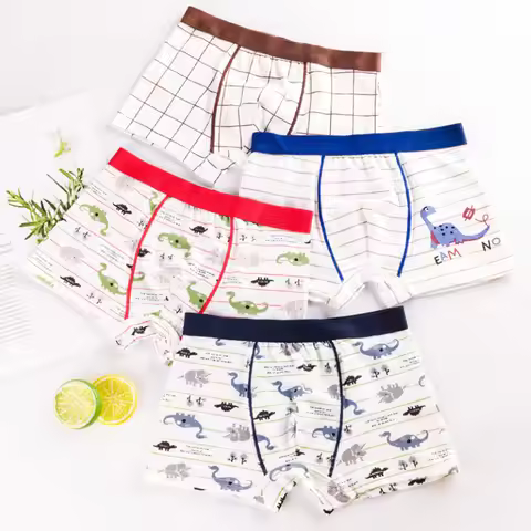 4 Pcs/Lot Children Panties Cotton Underwear For Boys 3-16 Years Boyshorts Kids Breathable Underpants