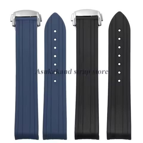 Curved End Rubber Silicone Watchband for Omega for Seamaster 300 Waterproof Wristbelt Men Women 20mm
