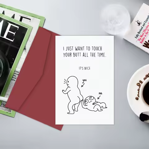 1PC Funny Birthday Card for Him Her Naughty Touch Butt Love Card BF GF for Husband or Wife Cheeky An