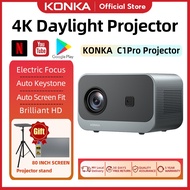 KONKA C1Pro 4K Projector 1080P Home Projector with Electric Focus and Built-in WiFi/Bluetooth for Po