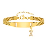 Vnox Elegant Gold Initial Charm Bracelet for Women KidsShiny Initial Charm Ideal for Womens Party Ac